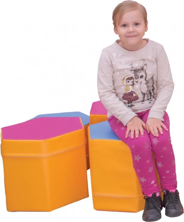 Siedzisko piankowe sześciokątne do szkół i przedszkoli Hexi, wysokość 35 cm