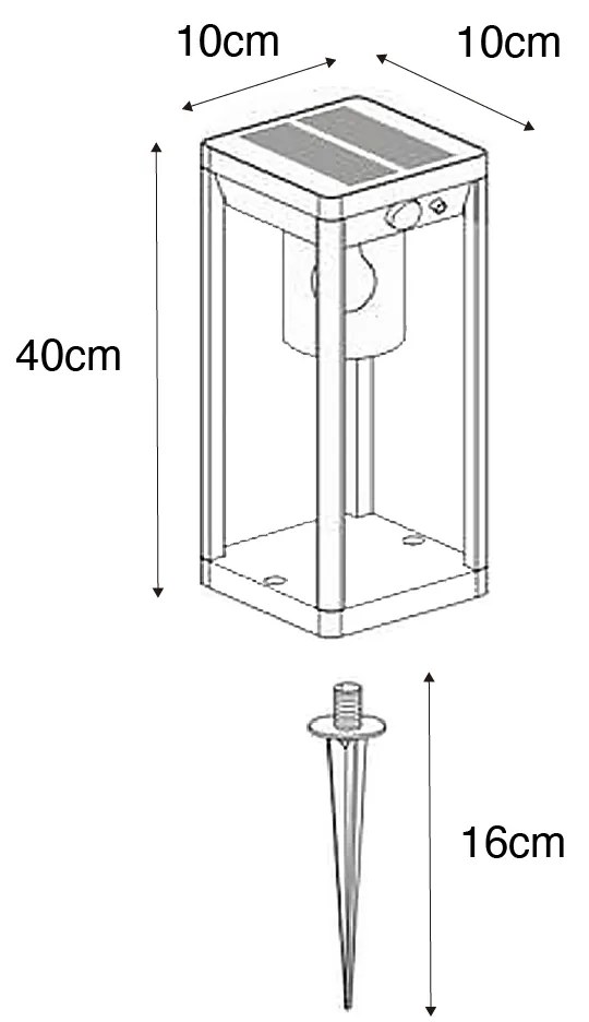Lampa podłogowa zewnętrzna ciemnoszara 40 cm z wbudowanym LED i ściemnianym światłem na panel słoneczny - Sonne