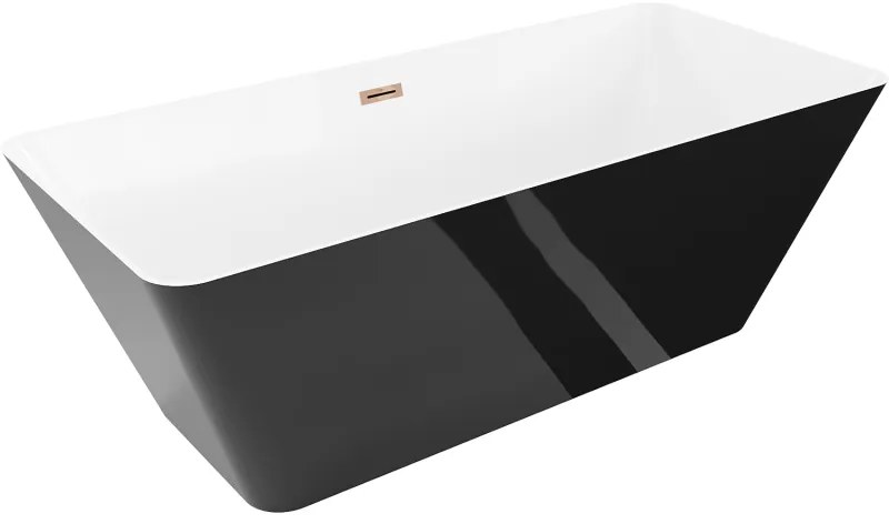 Mexen Velo Slim wanna wolnostojąca 170 x 75 cm, biała/czarna, przelew różowe złoto - 52811707575-60