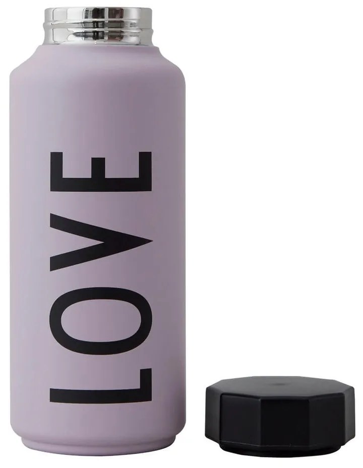 Fioletowa butelka termiczna Design Letters Love, 500 ml