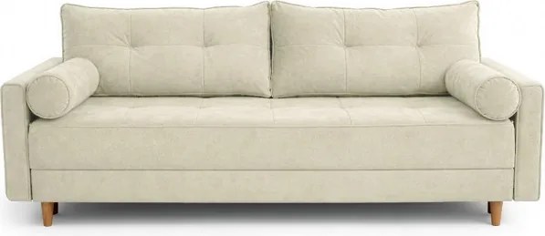 Sofa z Funkcją Spania LONAR Kremowa Welurowa Nowoczesna