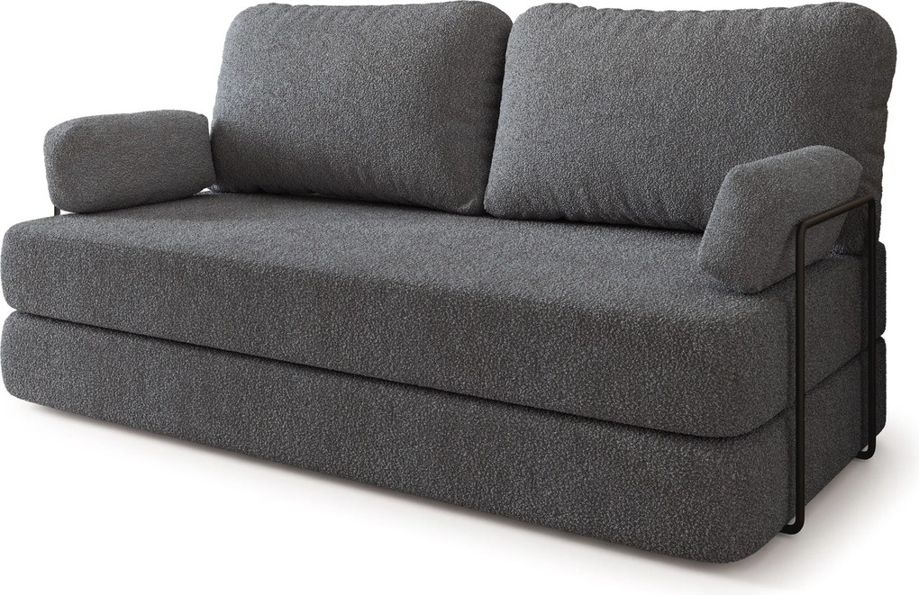 Masseno Sofa piankowa NIKSI z funkcją spania, Kanapa z pianki do salonu, Bezmontażowa, Tkanina bucle – Szary QUELLE 92