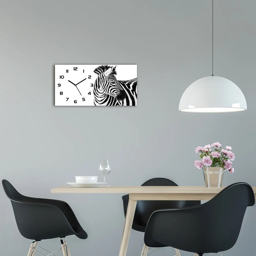 Zegar ścienny szklany cichy Zebra w śniegu