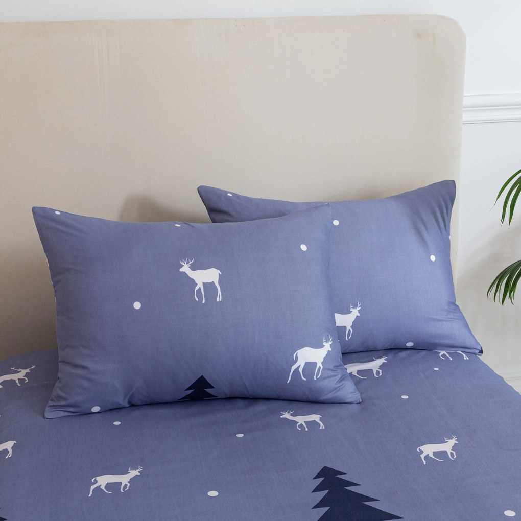 PrzytulneMieszkanie.pl Prześcieradło i poszewka na poduszkę DEER AND TREE Rozmiar: 50 x 70 cm | 140 x 240 cm