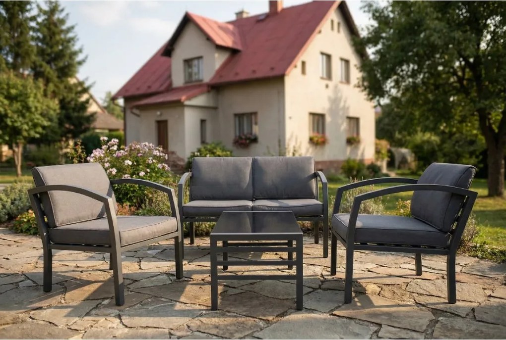 Doppler BELLARIA LOUNGE ogrodowy zestaw wypoczynkowy 2+1 czarny/szary