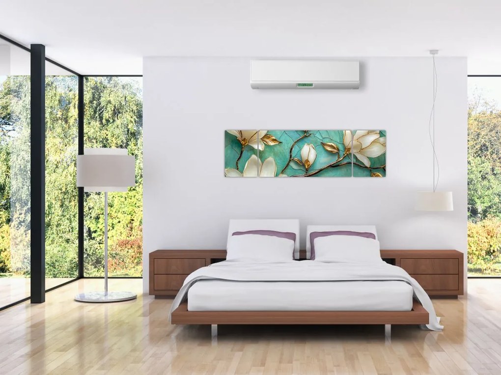 Obraz - 3D magnolie (170x50 cm)