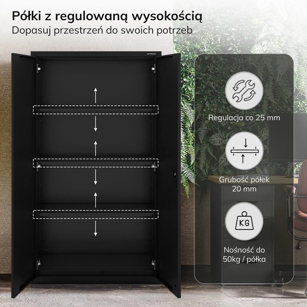 Szafa metalowa wielofunkcyjna Megan na cokole, czarna