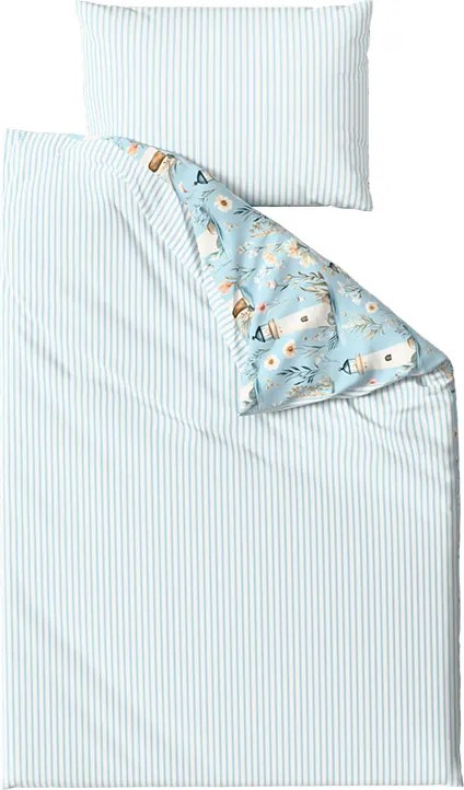 PrzytulneMieszkanie.pl PrzytulneMieszkanie.pl Bawełniana pościel LIGHTHOUSE POLY niebieska Rozmiar pościeli: 2 szt 70 x 90 cm | 200 x 220 cm