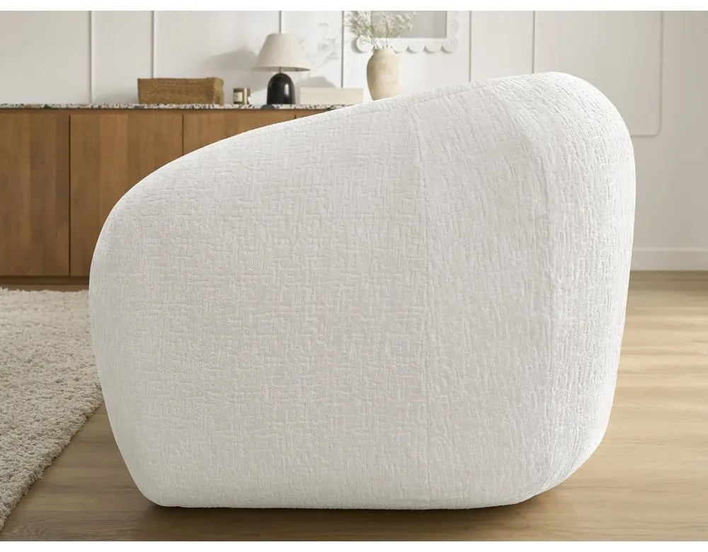 Biała rozkładana sofa z tkaniny szenilowej 228 cm Neyo – Bobochic Paris