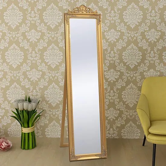 Złote stojące lustro w stylu glamour L7-A39