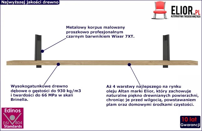 Dębowa półka wisząca E9-R63