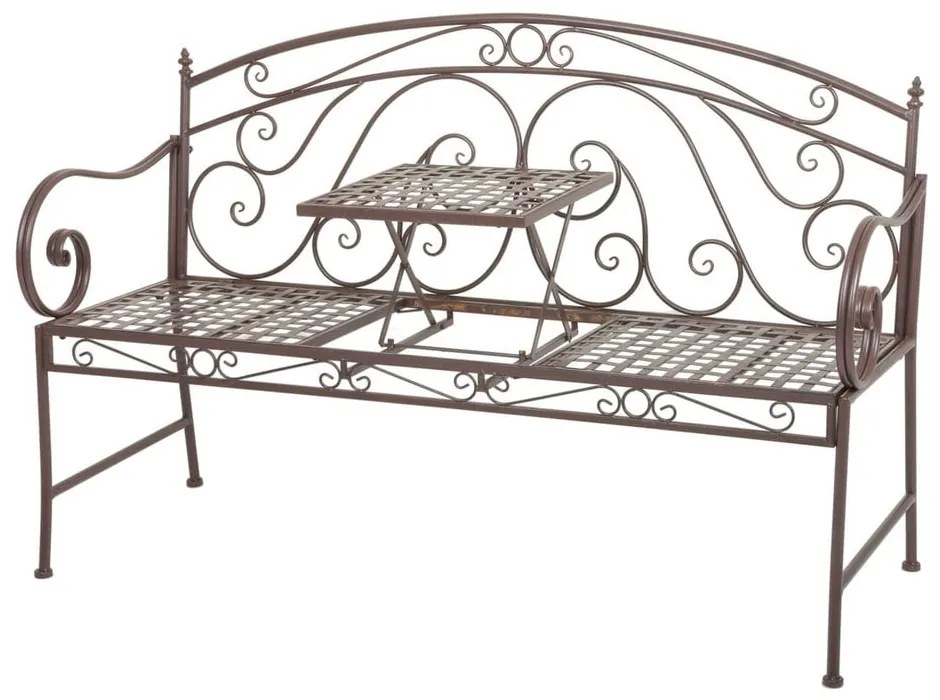 Brązowa metalowa ławka ogrodowa Saket – Garden Pleasure