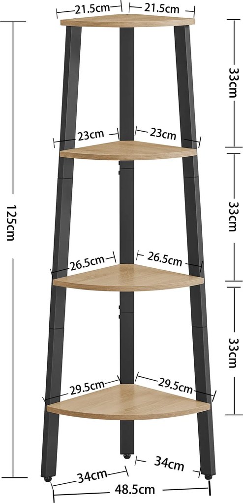 Mały regał narożny w stylu loft Malabu 034, dąb sonoma
