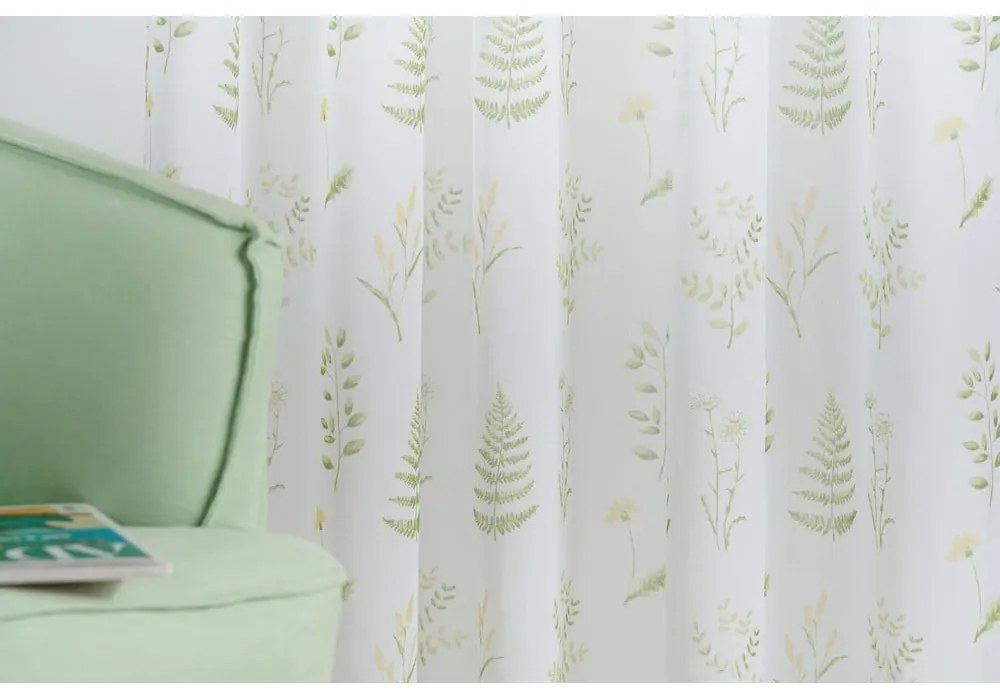 Biało-zielona firanka 140x245 cm Caledonia – Mendola Fabrics