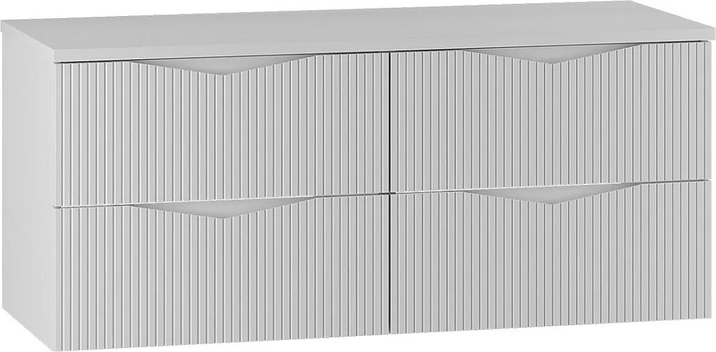 Biały Zestaw do Łazienki 120cm Szafka z Blatem Ryflowane Fronty Cleo