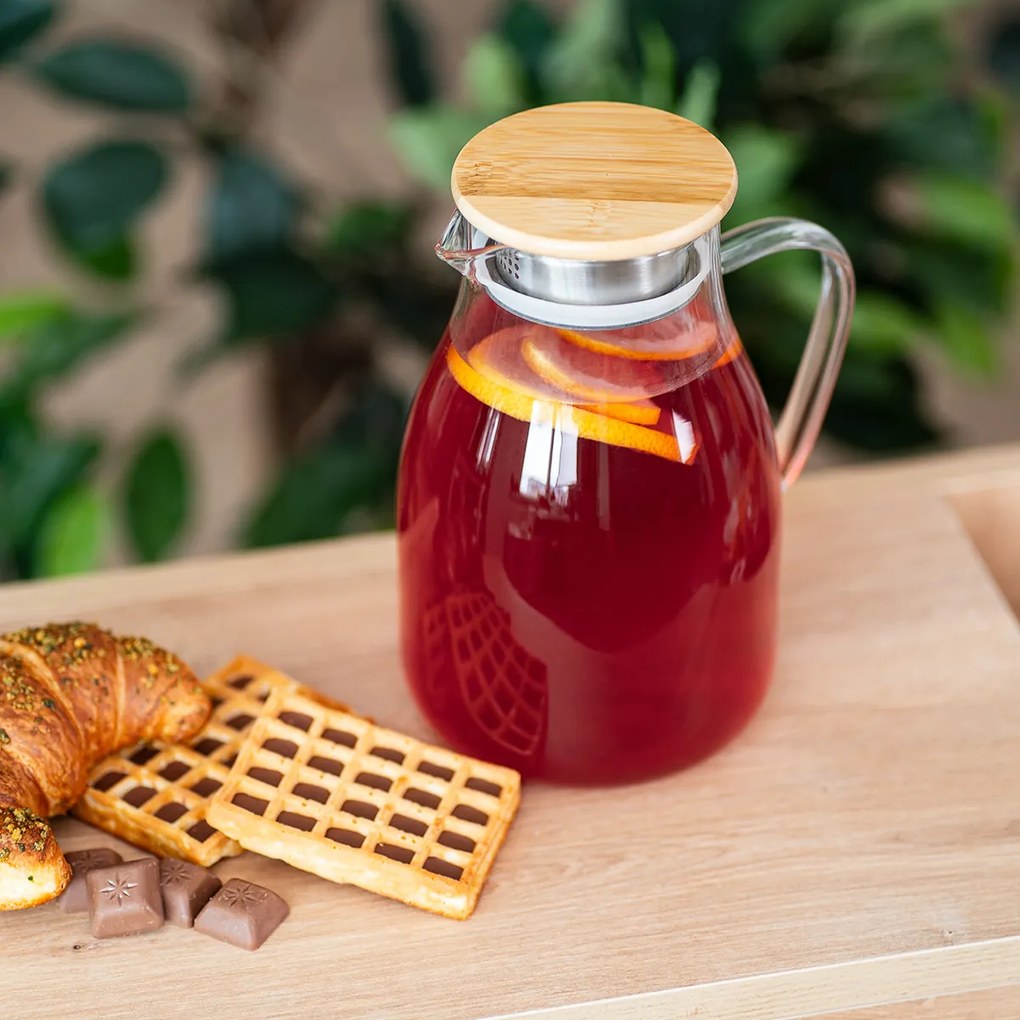 4Home Dzbanek szklany z pokrywką Bamboo Hot&Cool, 1,7 l