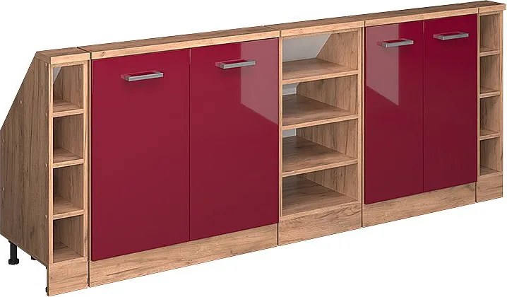 Szafka kuchenna na dach skośny czerwony połysk 210x46x81.6 r-line