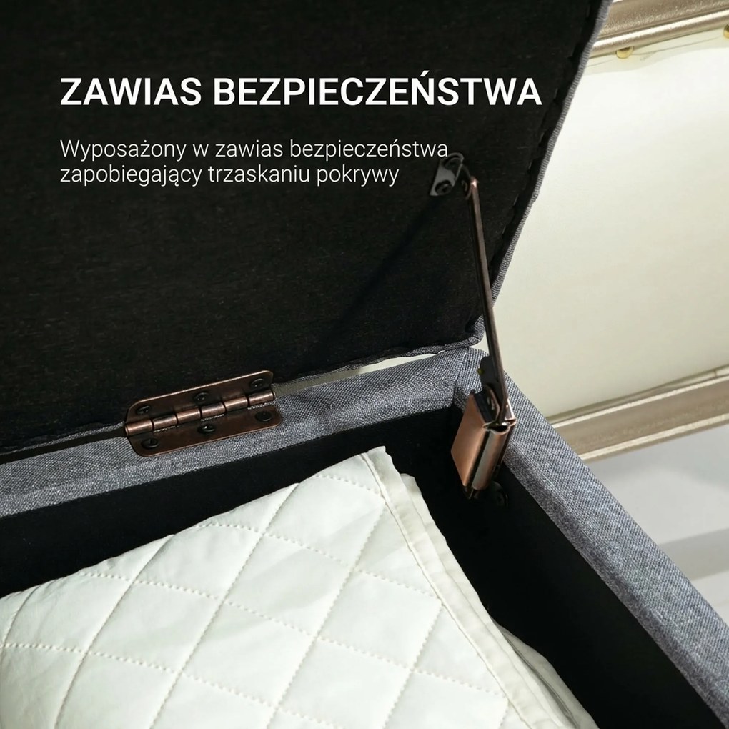 HOMCOM ławka tapicerowana z pojemnikiem na buty do przedpokoju tkanina poliestrowa drewno jasnoszary 100x40x44 cm | Aosom PL