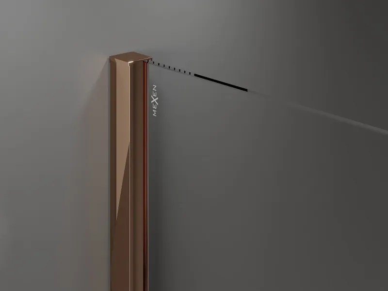Mexen Velar ścianka prysznicowa rozsuwana Walk-in 140 x 200 cm, szron 8 mm, różowe złoto - 871-140-000-33-60