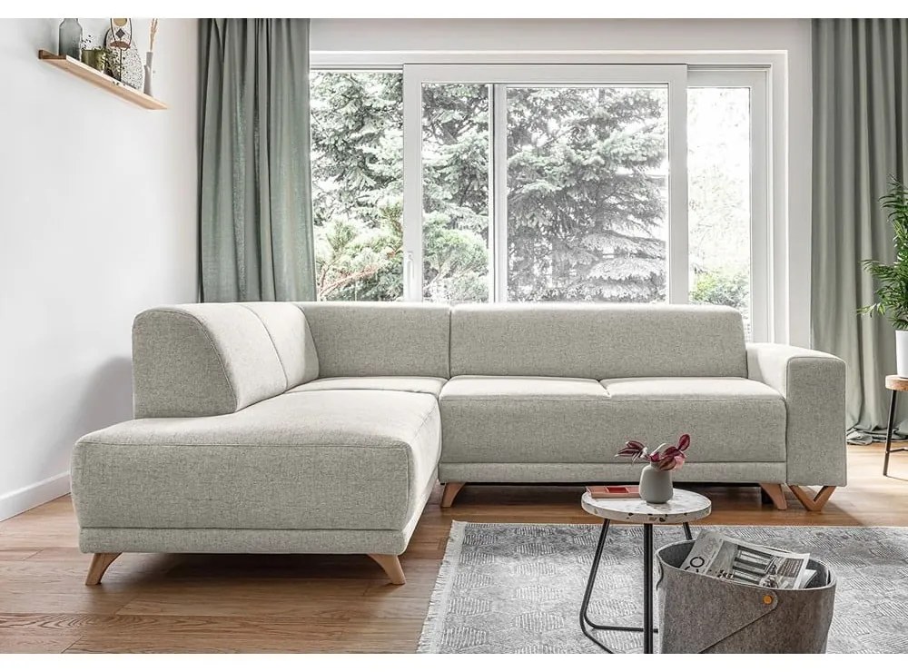 Beżowy rozkładany/ze schowkiem narożnik (lewostronny/w kształcie litery L) Classy Sophie – Miuform