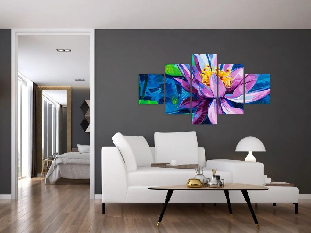 Obraz lilii wodnej na wodzie (125x70 cm)
