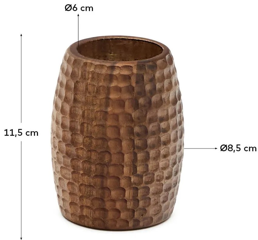 Brązowy drewniany kubek na szczoteczki do zębów Fraz – Kave Home