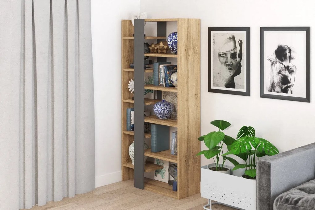 REGAŁ COMBO DĄB WOTAN / ANTRACYT 165X80 SIGNAL