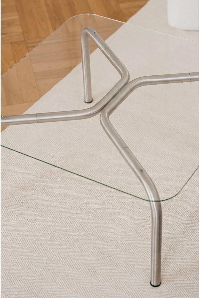 Stolik ze szklanym blatem w kolorze srebra 60x80 cm Uku – noo.ma