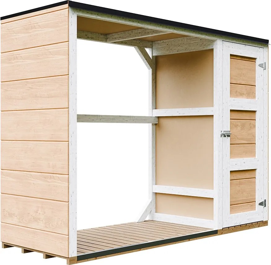 Zewnętrzny schowek na drewno opałowe - 75 x 217 x H159 cm - 1,09+0.53 m² - schowek na drewno i narzędzia - M981-HARVEST HONEY