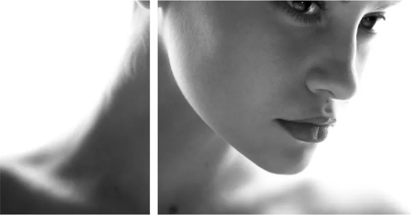 Obraz - czarno - biały portret kobiety (170x50 cm)