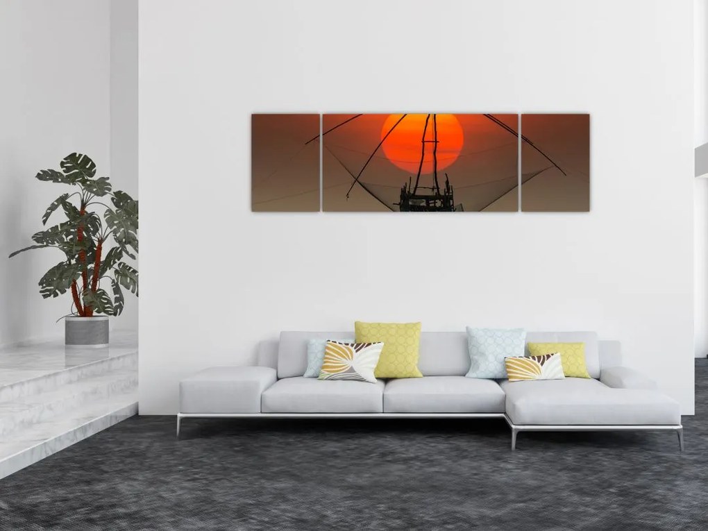 Obraz - Wschód słońca, jezioro Pakpra (170x50 cm)