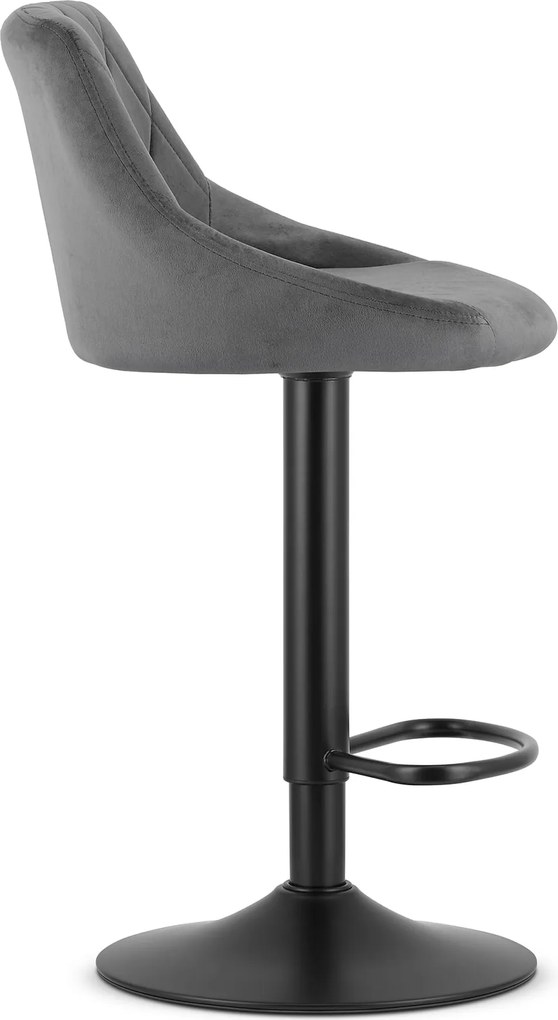 PROMOCJA Szare krzesło barowe VELVET KAST z czarną nogą II. jakość