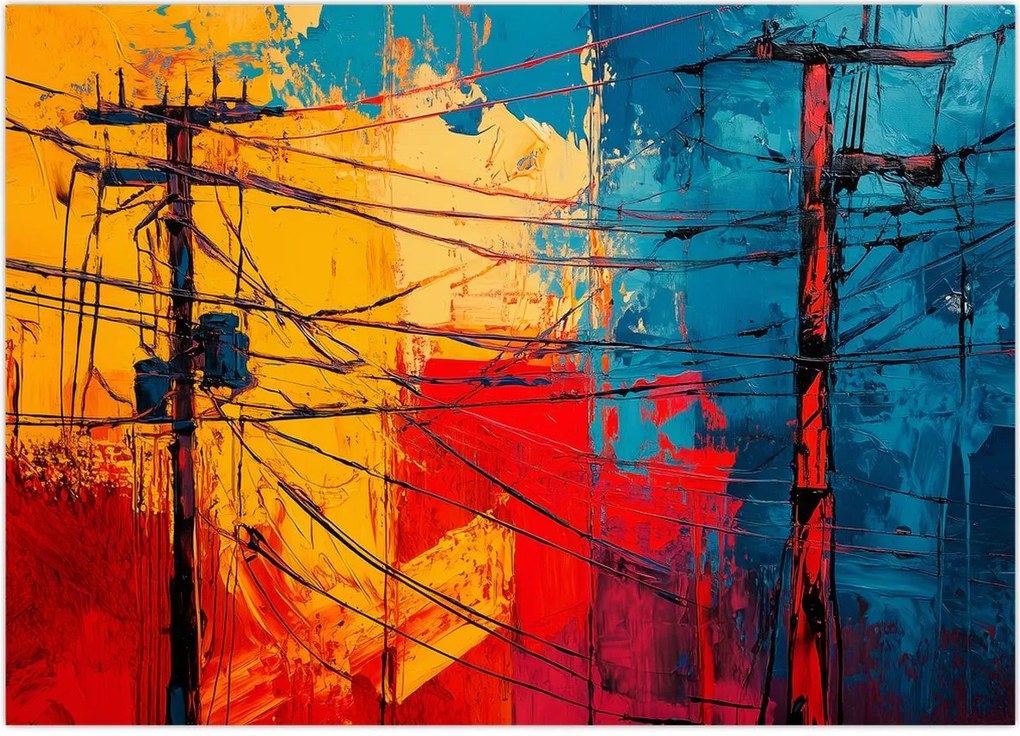 Obraz na szkle - Abstrakcyjne linie elektryczne (70x50 cm)