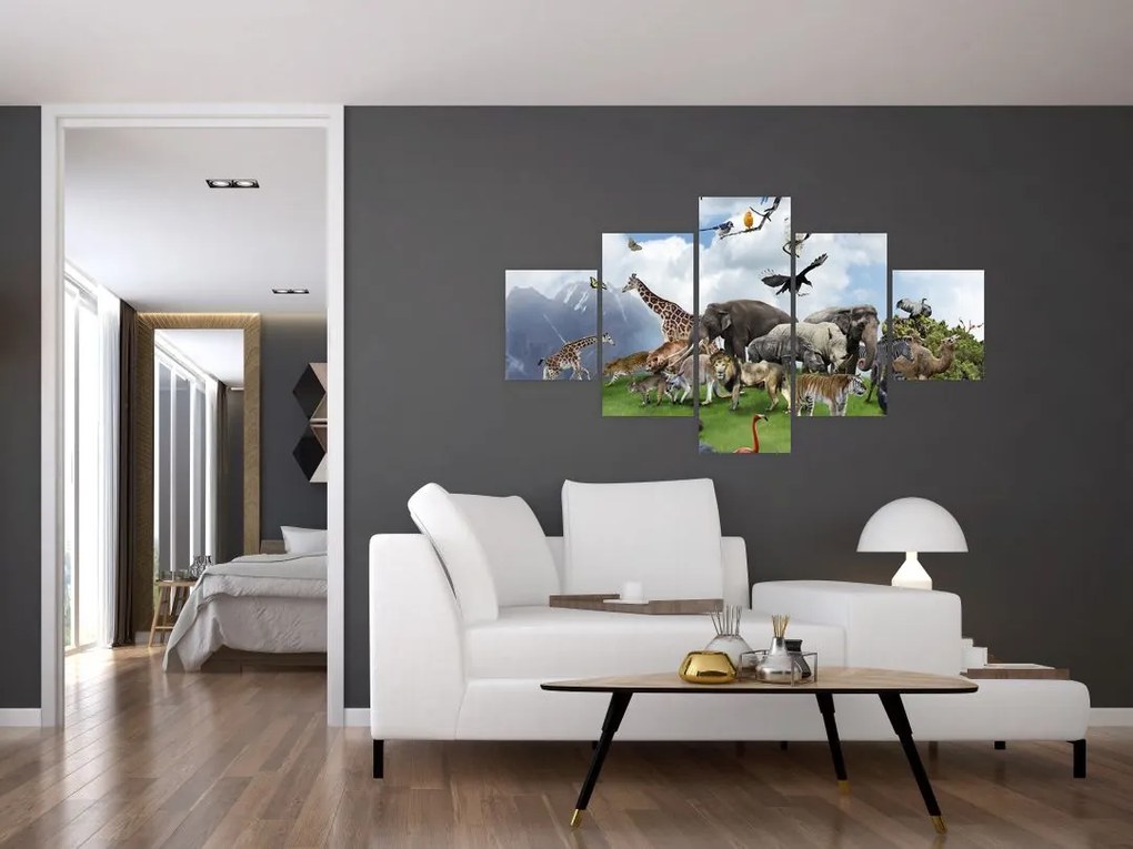 Obraz - Zwierzątka na wyspie (125x70 cm)