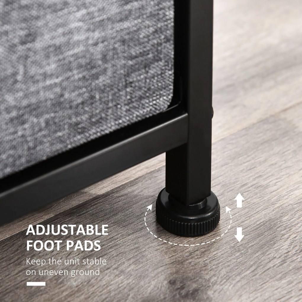 HOMCOM Komoda z 8 Szufladami z Tkaniny, 2 Duże, 6 Małe, Ramą Metalową, Zabezpieczenie Przed Przewróceniem, Szara