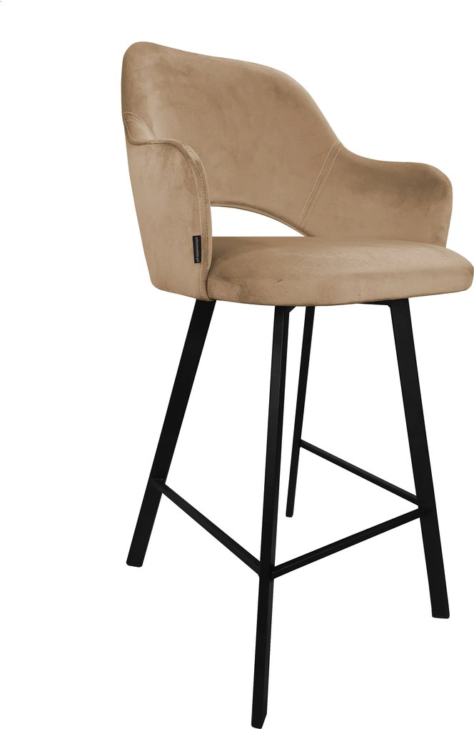 Hoker Milano krzesło barowe tkanina Welur podstawa metalowa : Kolor nogi - Czarna profil, Kolor tkaniny - VELVET - MG06, Typ siedziska - Siedzisko stałe