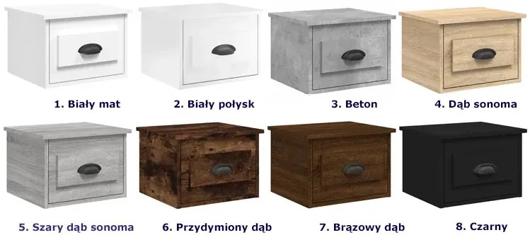 Komplet wiszących szafek nocnych biały połysk - Tavira