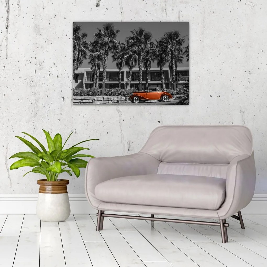Obraz - Retro czerwony samochód (70x50 cm)