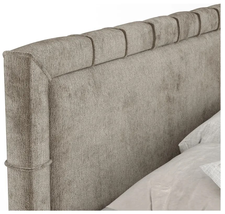 Beżowe łóżko boxspring ze schowkiem 160x200 cm Voyage – Maison de Rêve