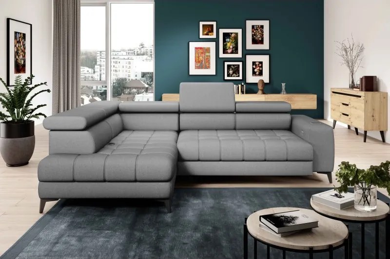 Narożnik BAGGIO Lewostronny z funkcją spania, wolnostojący tkanina LETTO 88 Szary WERSAL