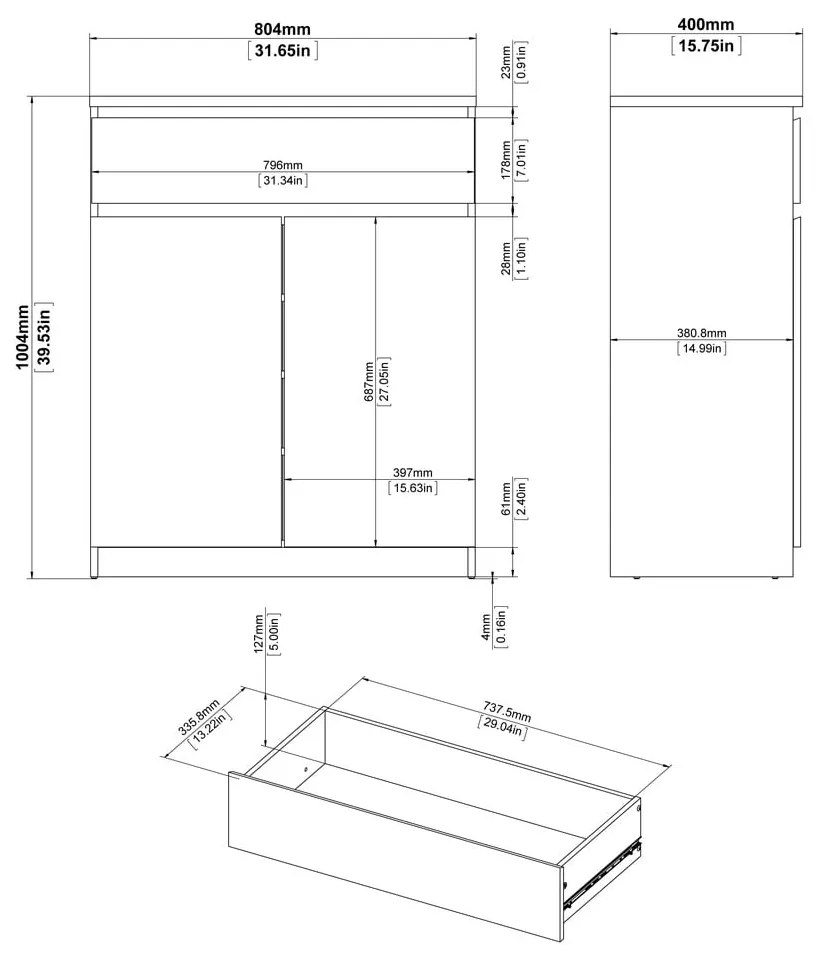 Komoda w dekorze dębu w naturalnym kolorze 80x100x40 cm Naia – Tvilum