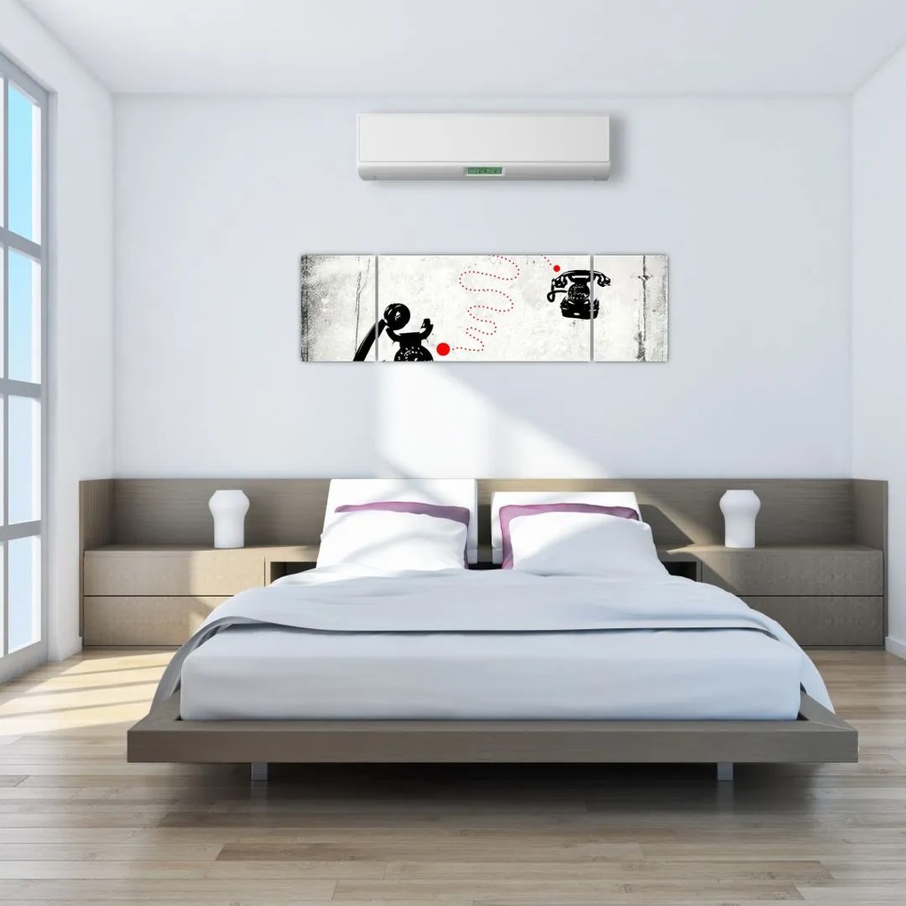 Obraz - Rysunek telefonu w stylu Banksy (170x50 cm)
