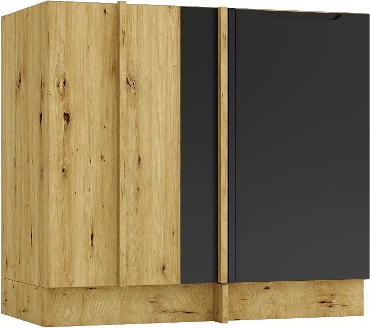 Szafka narożna dolna dąb artisan + czarny R6-E26