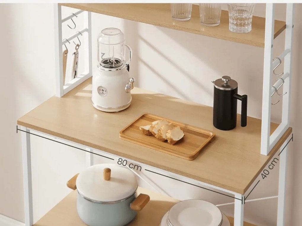 Regał kuchenny LORANO 167x80 cm, biały / dekor dąb