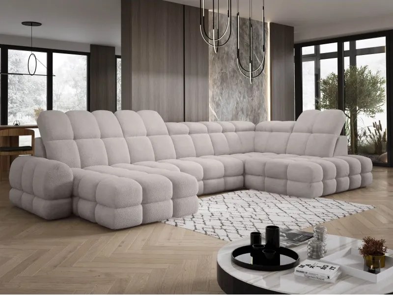 Narożnik TOLLO XL z elektryczną regulacją siedziska Prawostronny w tkaninie promocyjnej BUBBLE 03 WERSAL