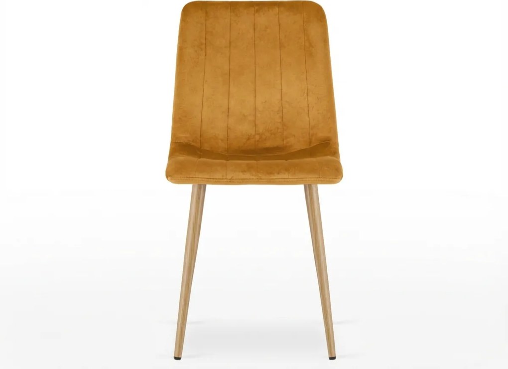Musztardowe welurowe krzesło LAVA