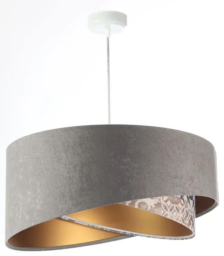 Szara welurowa lampa wisząca glamour K5-W05