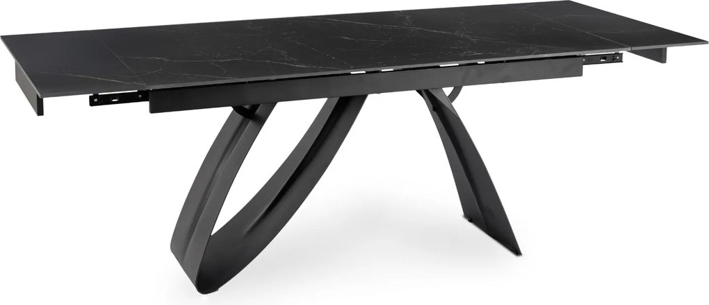 Ceramiczny stół z funkcją rozkładania Devon 160-220 cm, czarny marmur/czarny