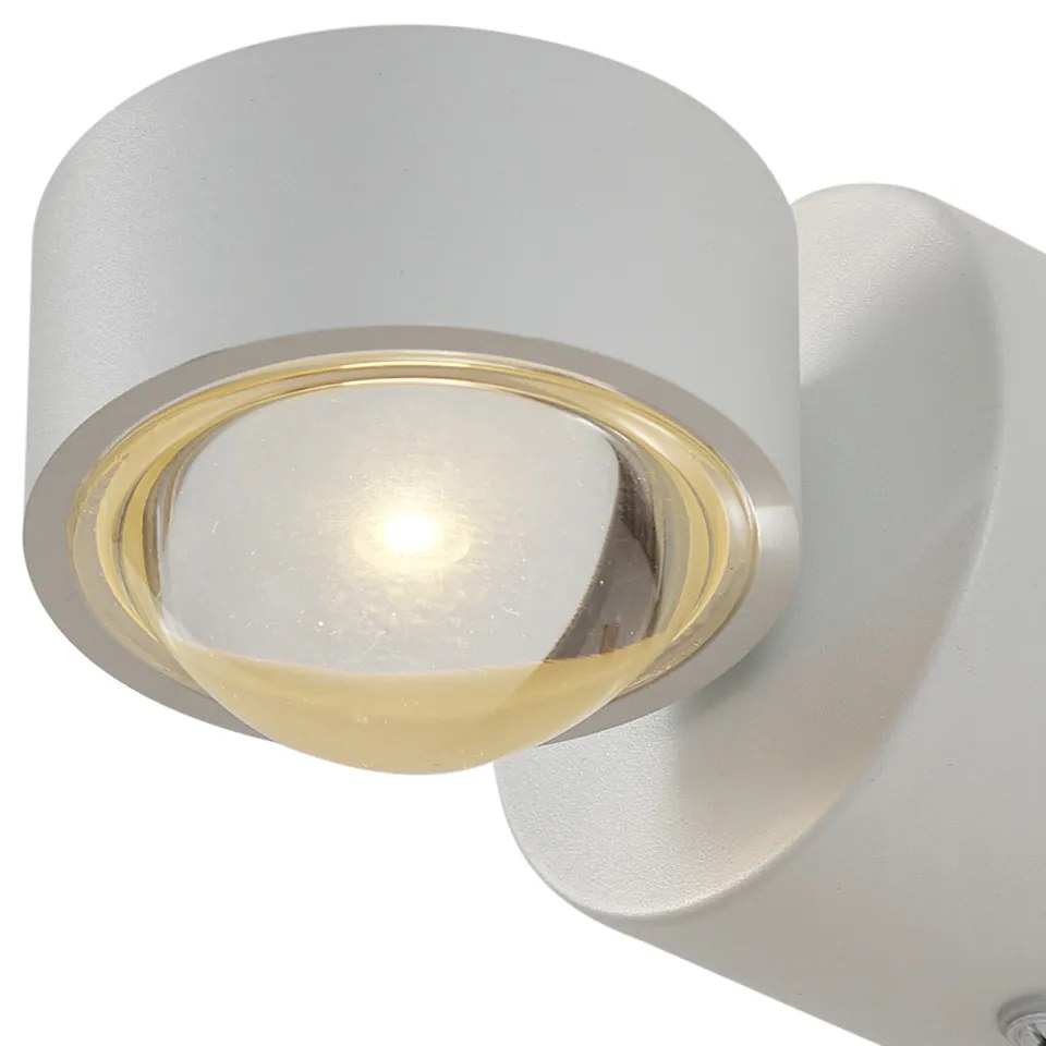 Designerski Kinkiet / Lampa scienna biały z LED IP44 - LensDesignerski Oswietlenie wewnetrzne