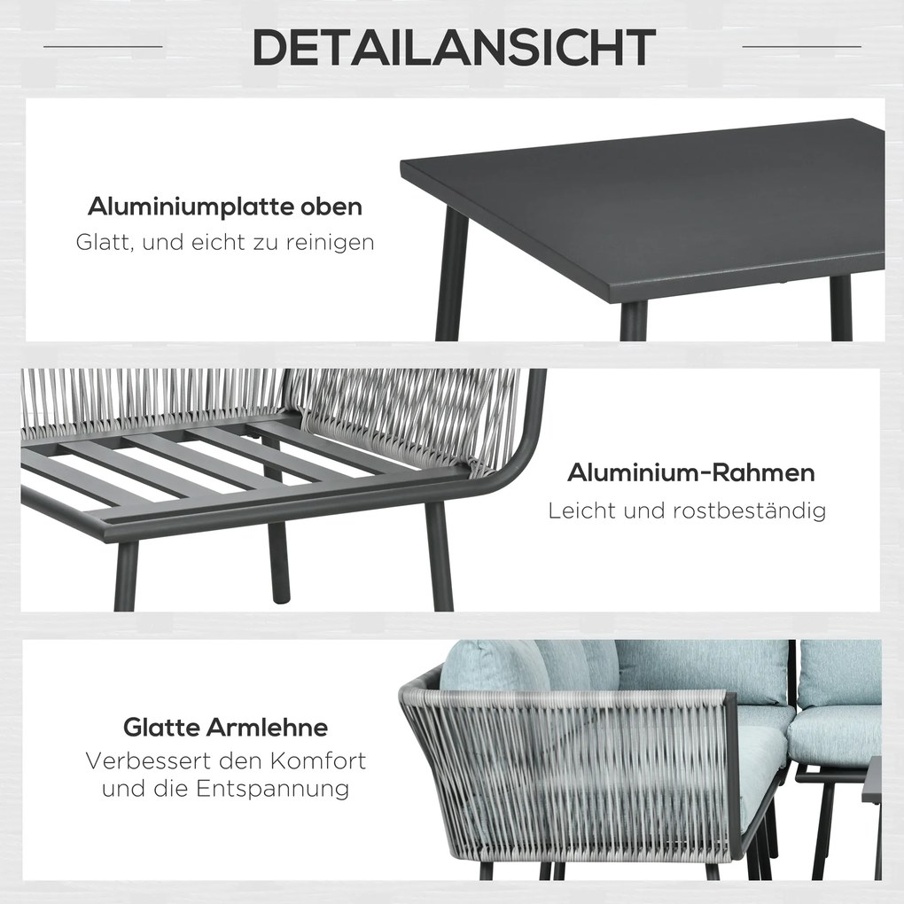 Outsunny Zestaw Mebli Ogrodowych Rattanowych 4 Części Aluminiowe Ramy Poduszki Komfort Balkon Elegancki Design | Aosom PL